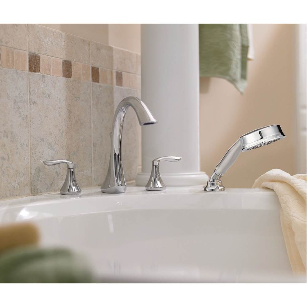 Eva 2-Handle Deck-Mount Roman Tub Faucet Trim Kit with Handshower in Chrome (Valve Sold Separately)