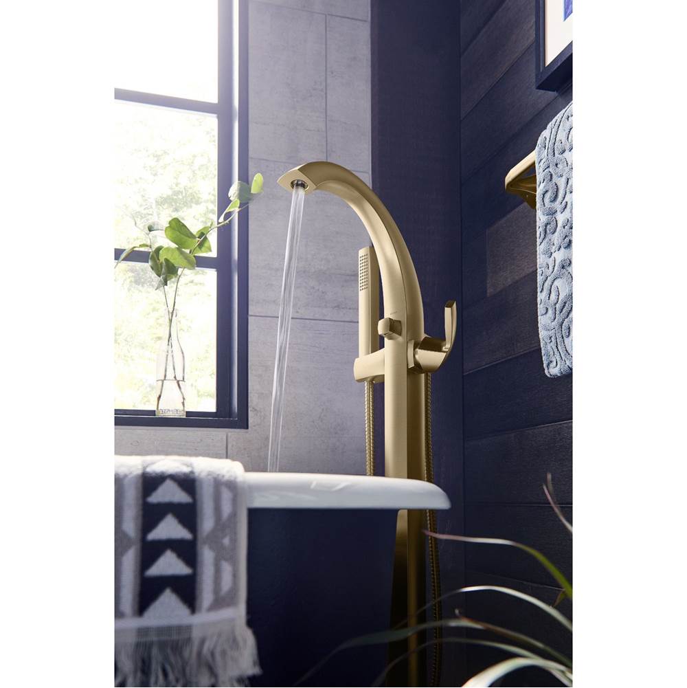 Voss One-Handle Freestanding Floor Mount Tub Filler with Handshower, Chrome