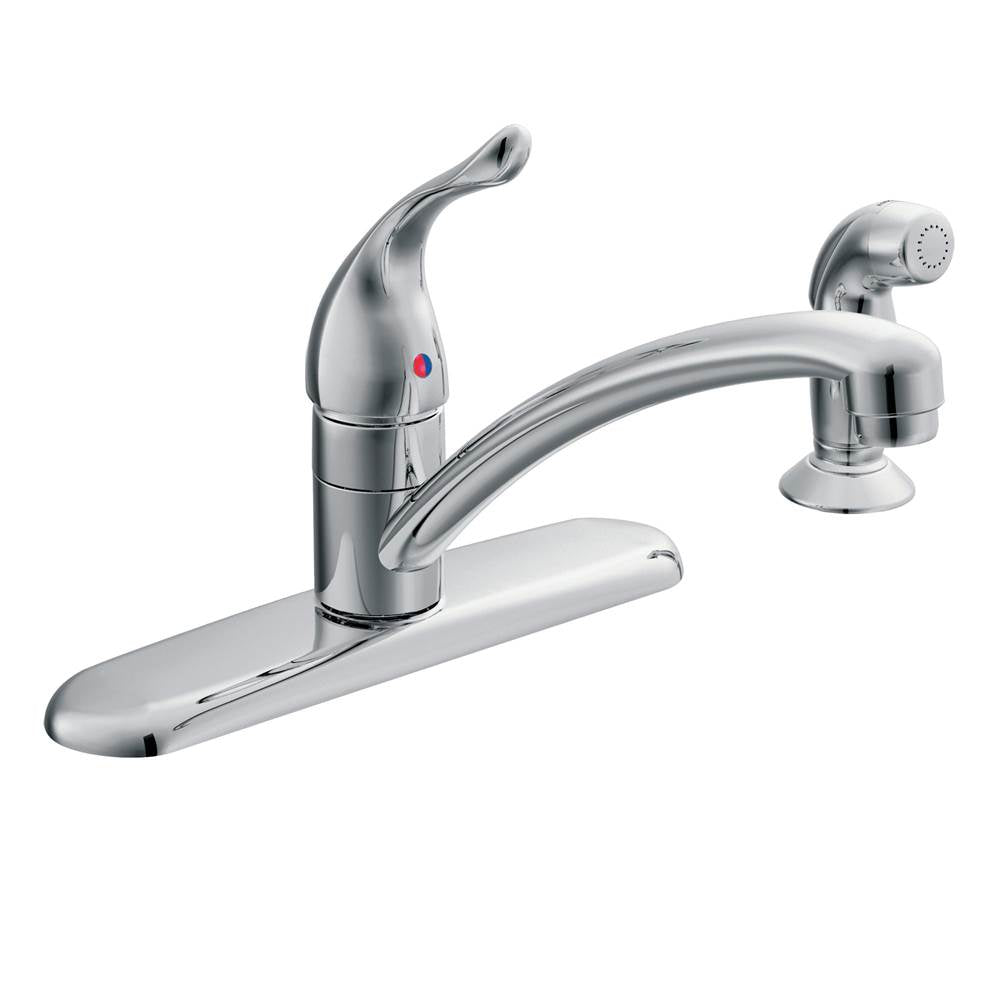 Moen - Chateau Single-Handle Standard Kitchen Faucet with Side Sprayer in Chrome - Chrome