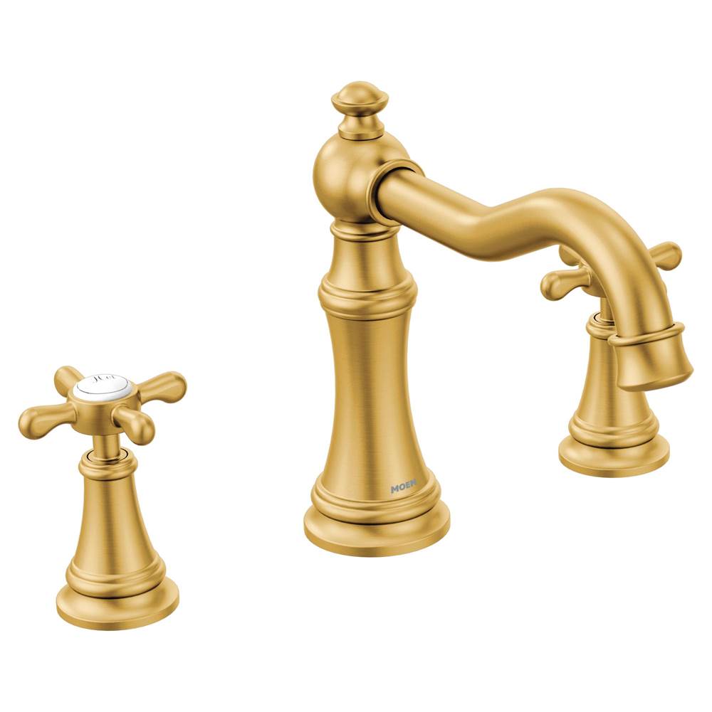 Moen - Weymouth 2-Handle Deck-Mount High-Arc Roman Tub Faucet Trim Kit in Brushed Gold (Valve Sold Separately) - Brushed Gold