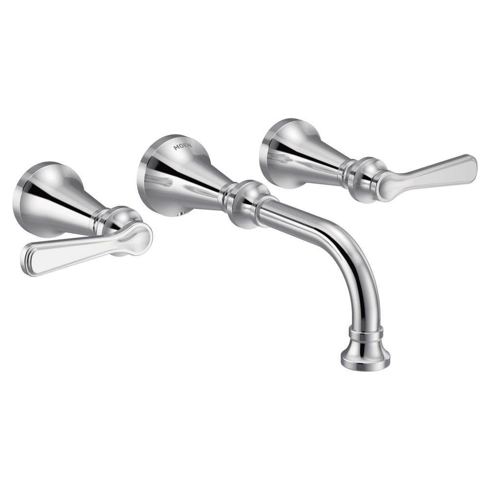 Colinet Traditional Lever Handle Wall Mount Bathroom Faucet Trim, Valve Required, in Chrome