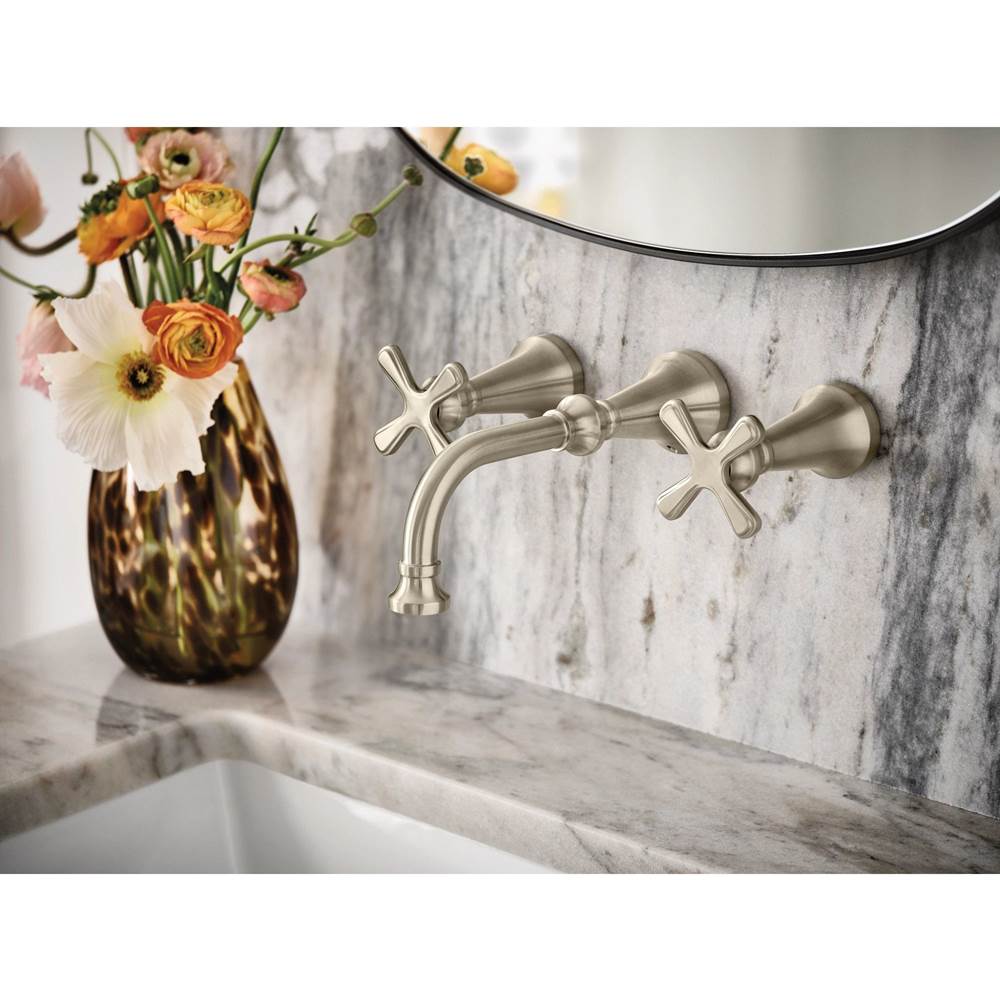 Colinet Traditional Cross Handle Wall Mount Bathroom Faucet Trim, Valve Required, in Chrome