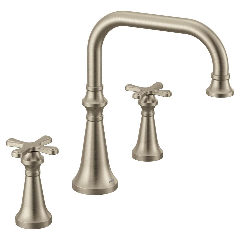 Colinet Two Handle Deck-Mount Roman Tub Faucet Trim with Cross Handles, Valve Required, in Chrome