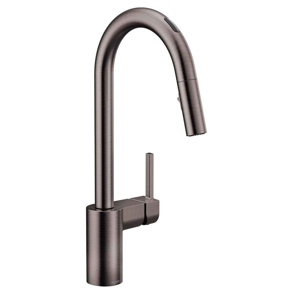 Moen - Align Smart Faucet Touchless Pull Down Sprayer Kitchen Faucet with Voice Control and Power Boost, Spot Resist Black Stainless - Black Stainless
