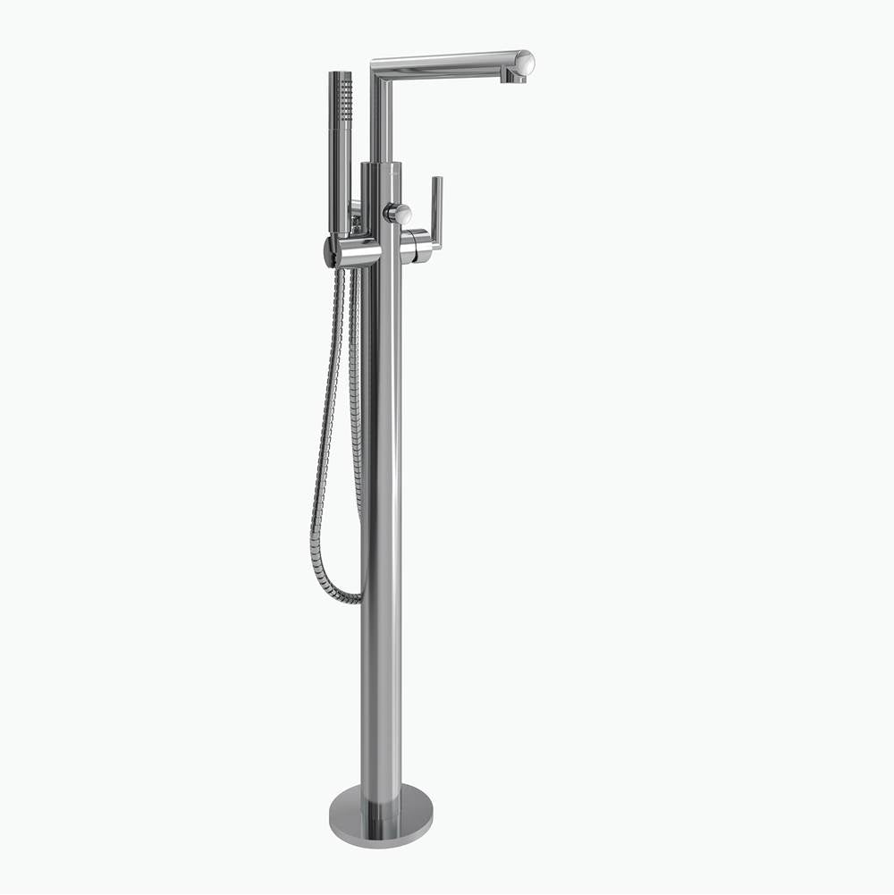 Moen - Arris One-Handle Modern Freestanding Floor Mount Tub Filler with Handshower, Chrome - Chrome