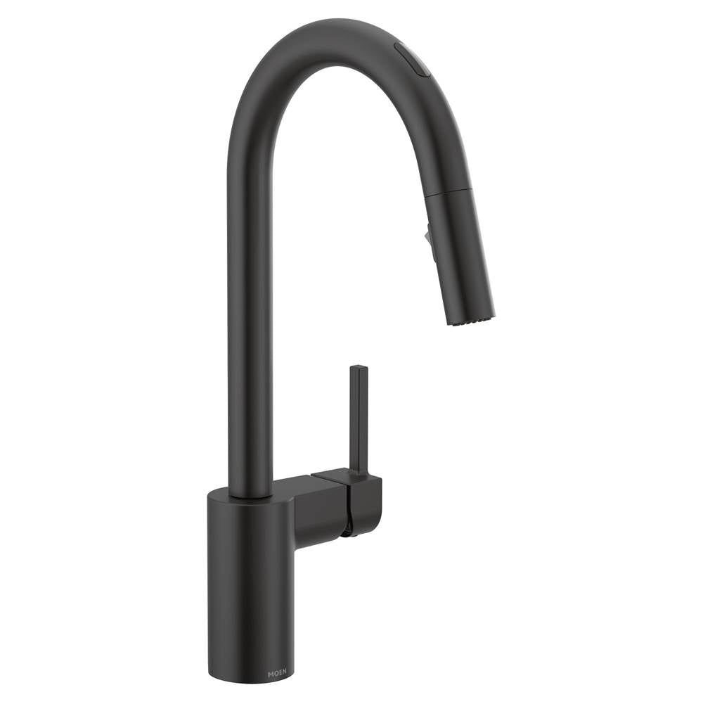 Moen - Align Smart Faucet Touchless Pull Down Sprayer Kitchen Faucet with Voice Control and Power Boost, Matte Black - Matte Black