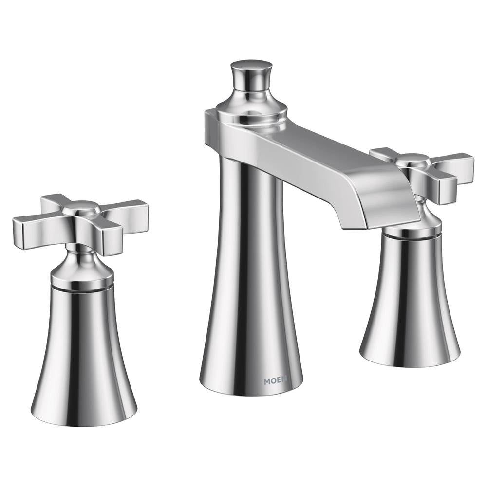 Moen - Flara 8 in. Widespread 2-Handle High-Arc Bathroom Faucet Trim Kit in Chrome (Valve Sold Separately) - Chrome