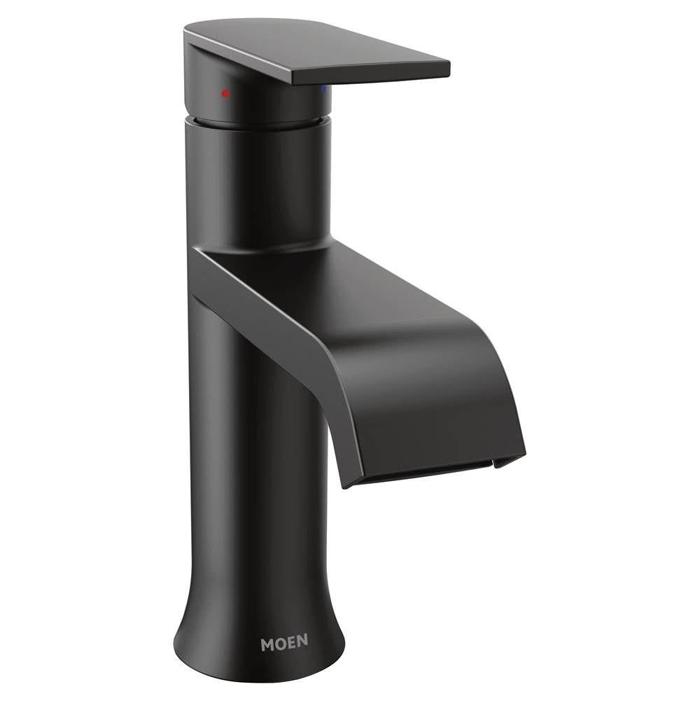 Moen - Genta LX One-Handle Single Hole Modern Bathroom Sink Faucet with Optional Deckplate, Matte Black - Matte Black