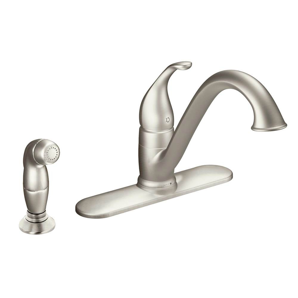 Moen - Camerist One-Handle Low Arc Kitchen Faucet with Side Spray, Spot Resist Stainless - Spot Resist Stainless
