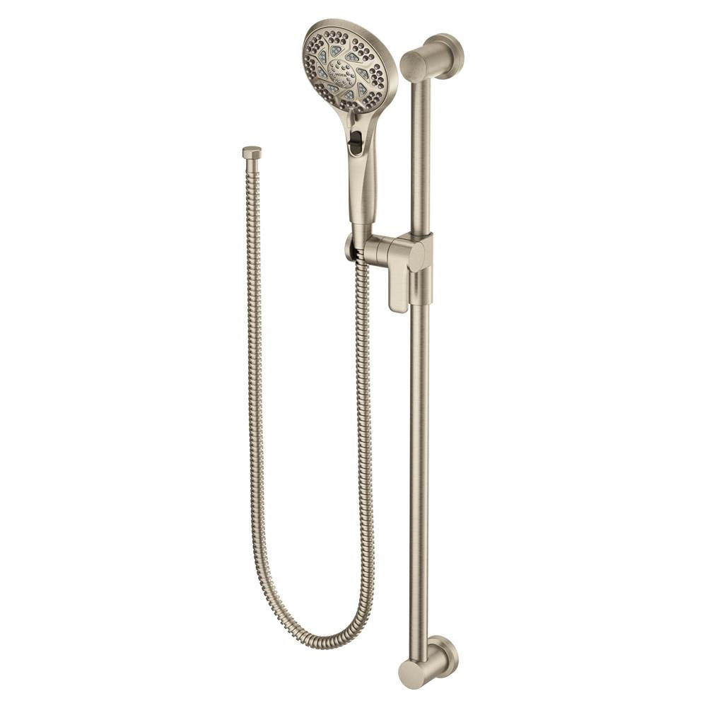 Moen - 5-Function Massaging Handshower with Toggle Pause, Includes 30-Inch Slide Bar and 69-Inch Hose, Brushed Nickel - Brushed Nickel