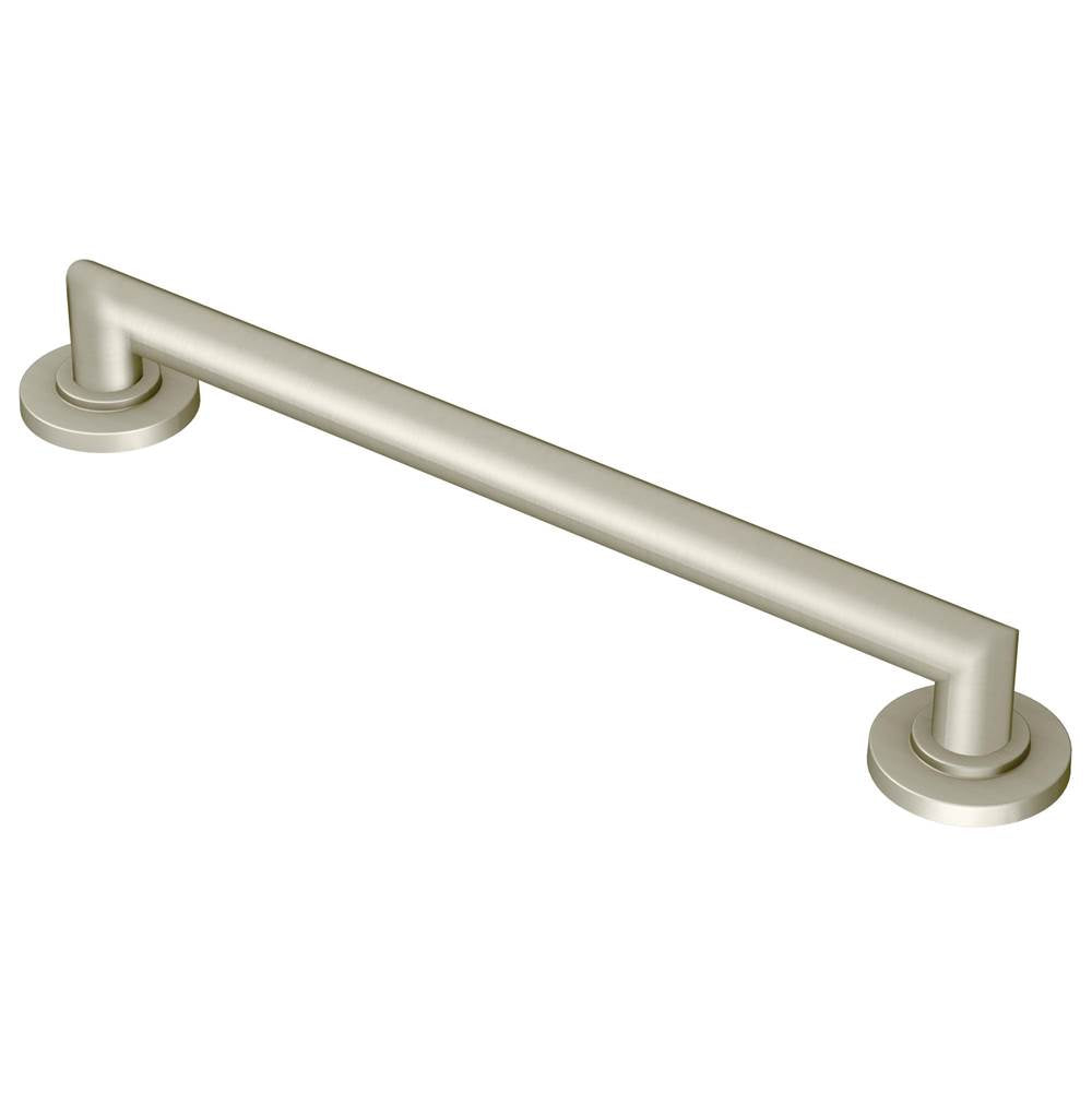 Moen - Bathroom Safety 12-Inch Stainless Steel Modern Bathroom Grab Bar, Brushed Nickel - Brushed Nickel