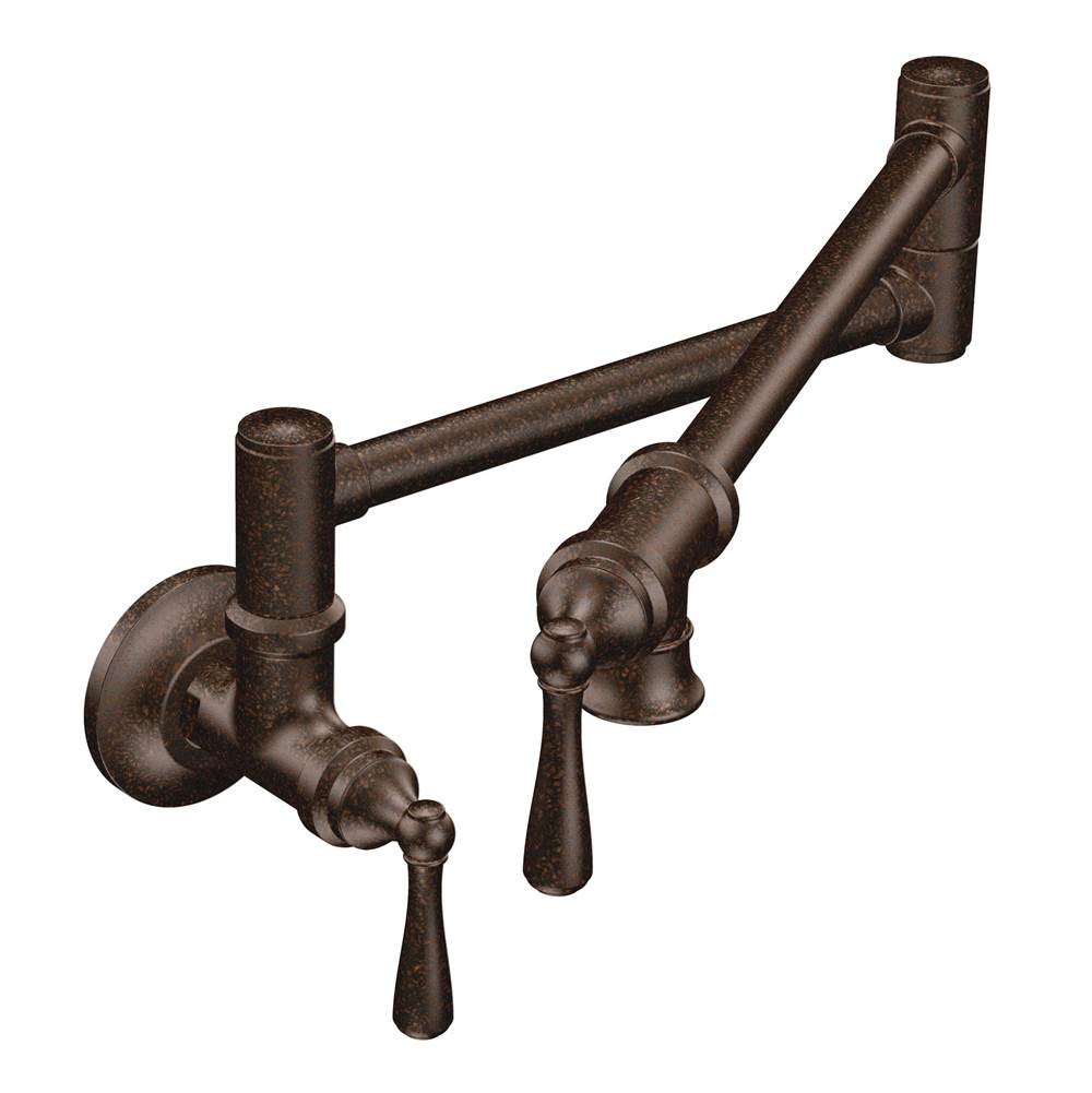 Moen - Traditional Wall Mount Swing Arm Folding Pot Filler Kitchen Faucet, Oil-Rubbed Bronze - Oil Rubbed Bronze