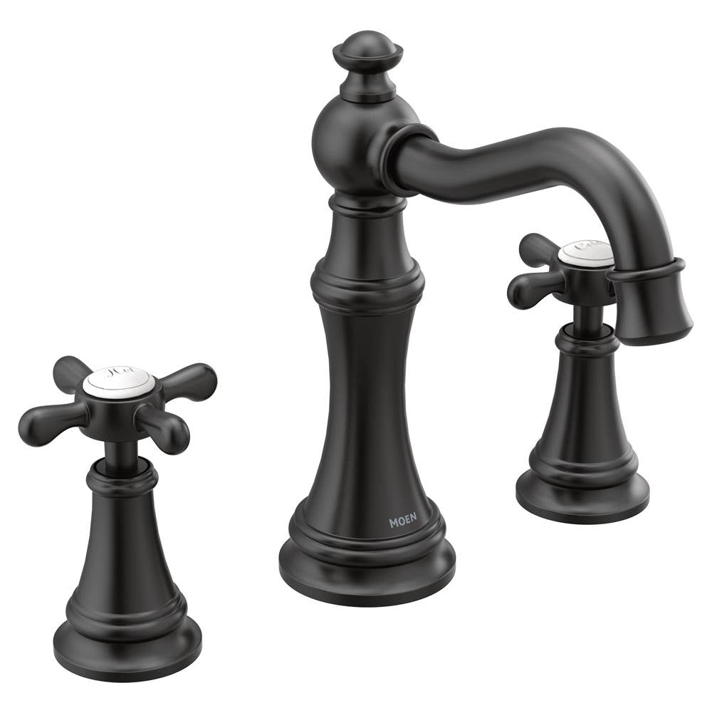 Moen - Weymouth 8 in. Widespread 2-Handle High-Arc Bathroom Faucet Trim Kit in Matte Black (Valve Sold Separately) - Matte Black