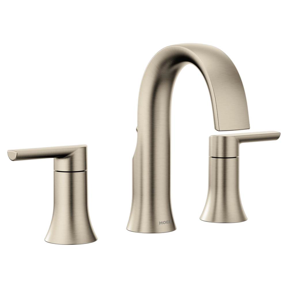 Moen - Doux 8 in. Widespread 2-Handle Bathroom Faucet Trim Kit in Brushed Nickel (Valve Sold Separately) - Brushed Nickel