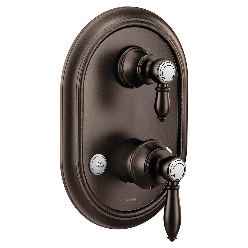 Moen - Weymouth M-CORE 3-Series 2-Handle Shower Trim with Integrated Transfer Valve in Oil Rubbed Bronze (Valve Sold Separately) - Oil Rubbed Bronze