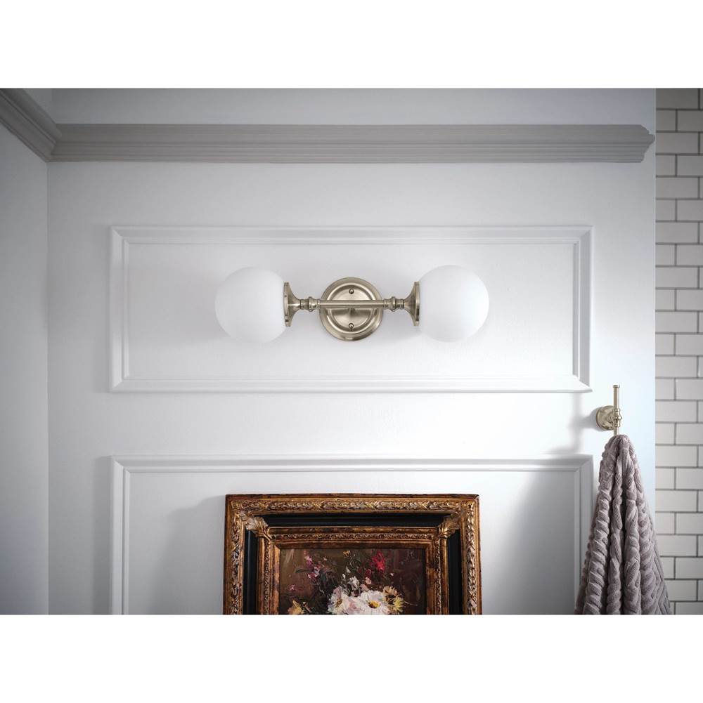 Brushed Gold Two Globe Bath Light