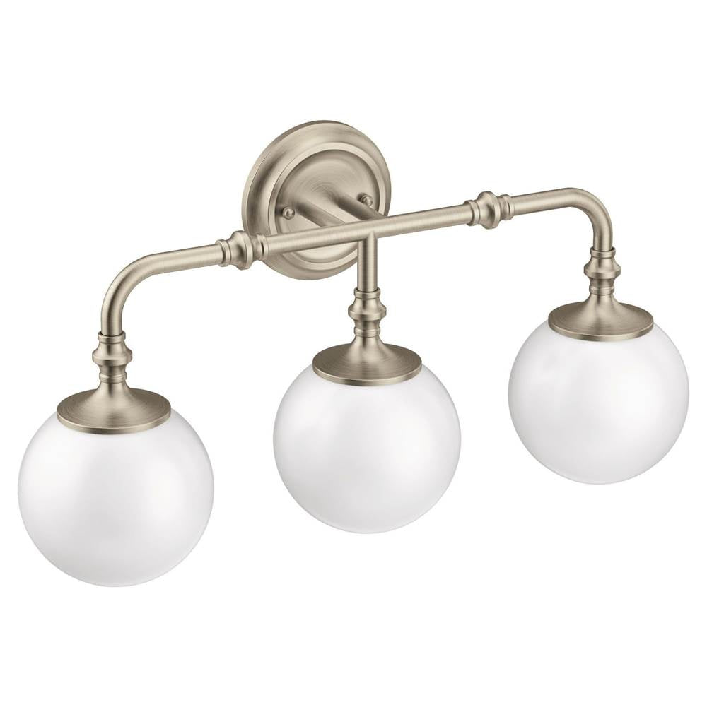Brushed Gold Three Globe Bath Light