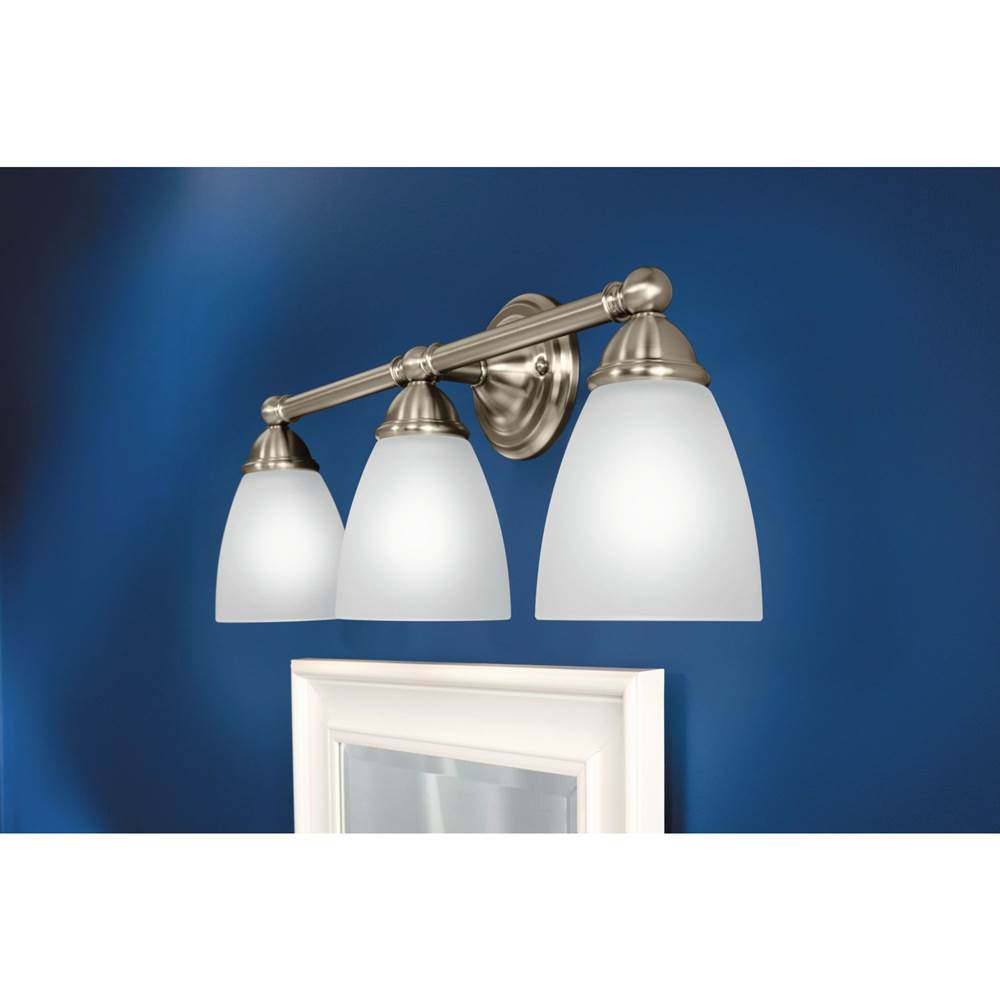 Brushed Nickel Three Globe Bath Light