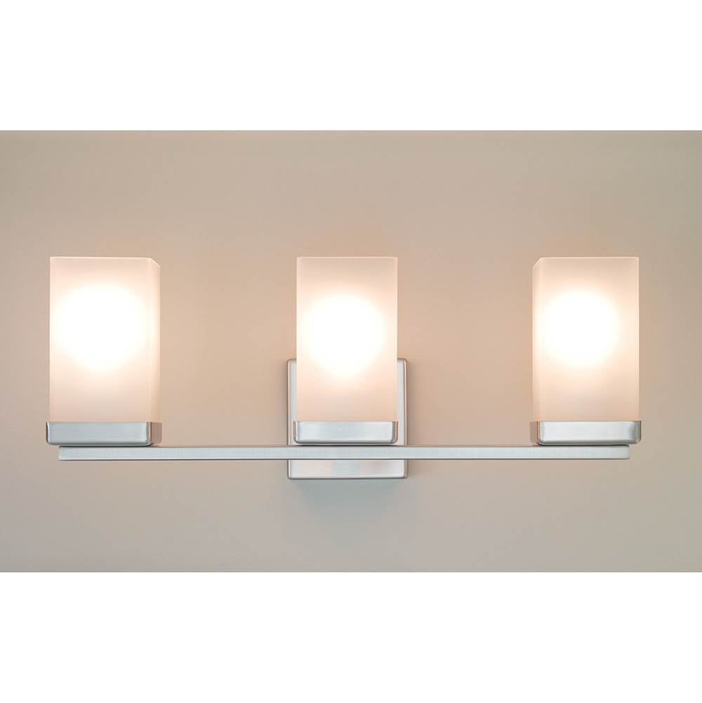 Brushed Nickel Three Globe Bath Light