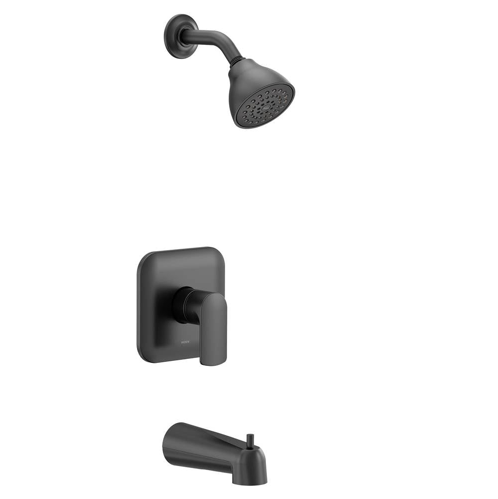 Moen - Rizon M-CORE 2-Series Eco Performance 1-Handle Tub and Shower Trim Kit in Matte Black (Valve Sold Separately) - Matte Black
