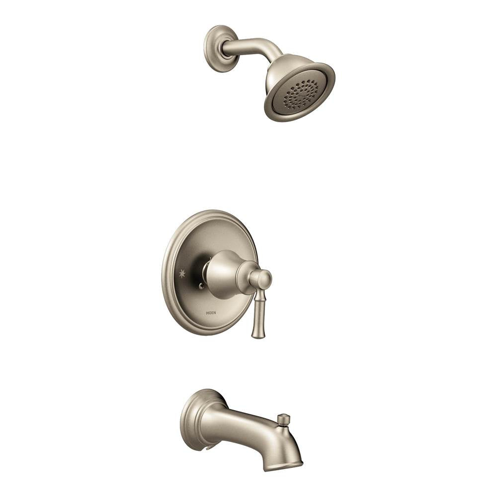 Moen - Dartmoor Posi-Temp Single-Handle Wall-Mount Faucet Trim Kit in Spot Resist Brushed Nickel (Valve Sold Separately) - Brushed Nickel