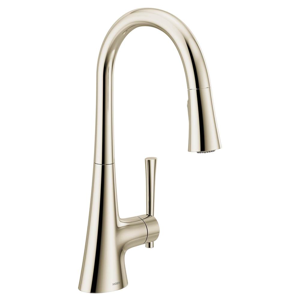 Moen - KURV Single-Handle Pull-Down Sprayer Kitchen Faucet with Reflex and Power Boost in Polished Nickel - Polished Nickel