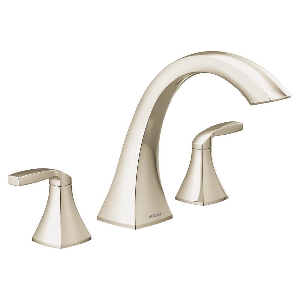Moen - Voss 2-Handle Deck-Mount High-Arc Roman Tub Faucet Trim Kit in Polished Nickel (Valve Sold Separately) - Polished Nickel