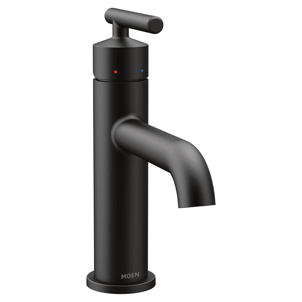 Moen - Gibson One-Handle Single Hole Modern Bathroom Sink Faucet with Optional Deckplate, Matte Black - Matte Black