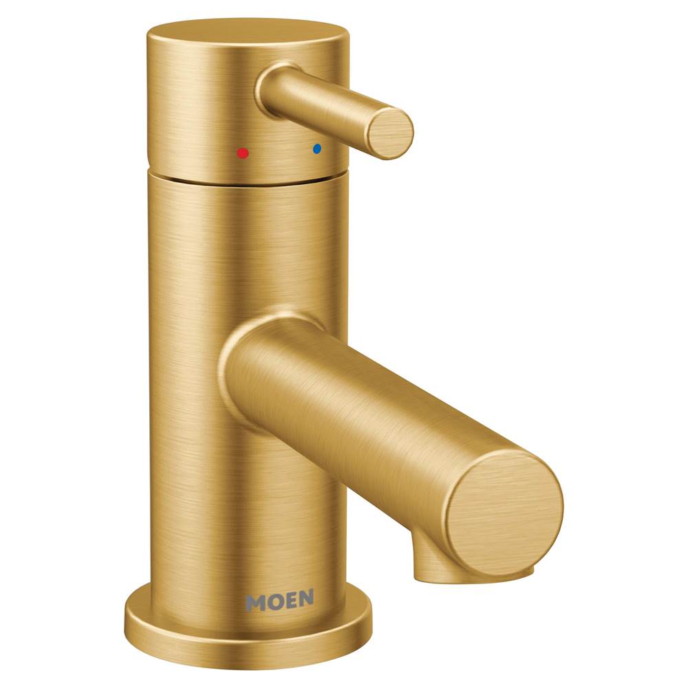 Moen - Align One-Handle Single Hole Low Profile Modern Bathroom Faucet with Drain Assembly, Brushed Gold - Brushed Gold