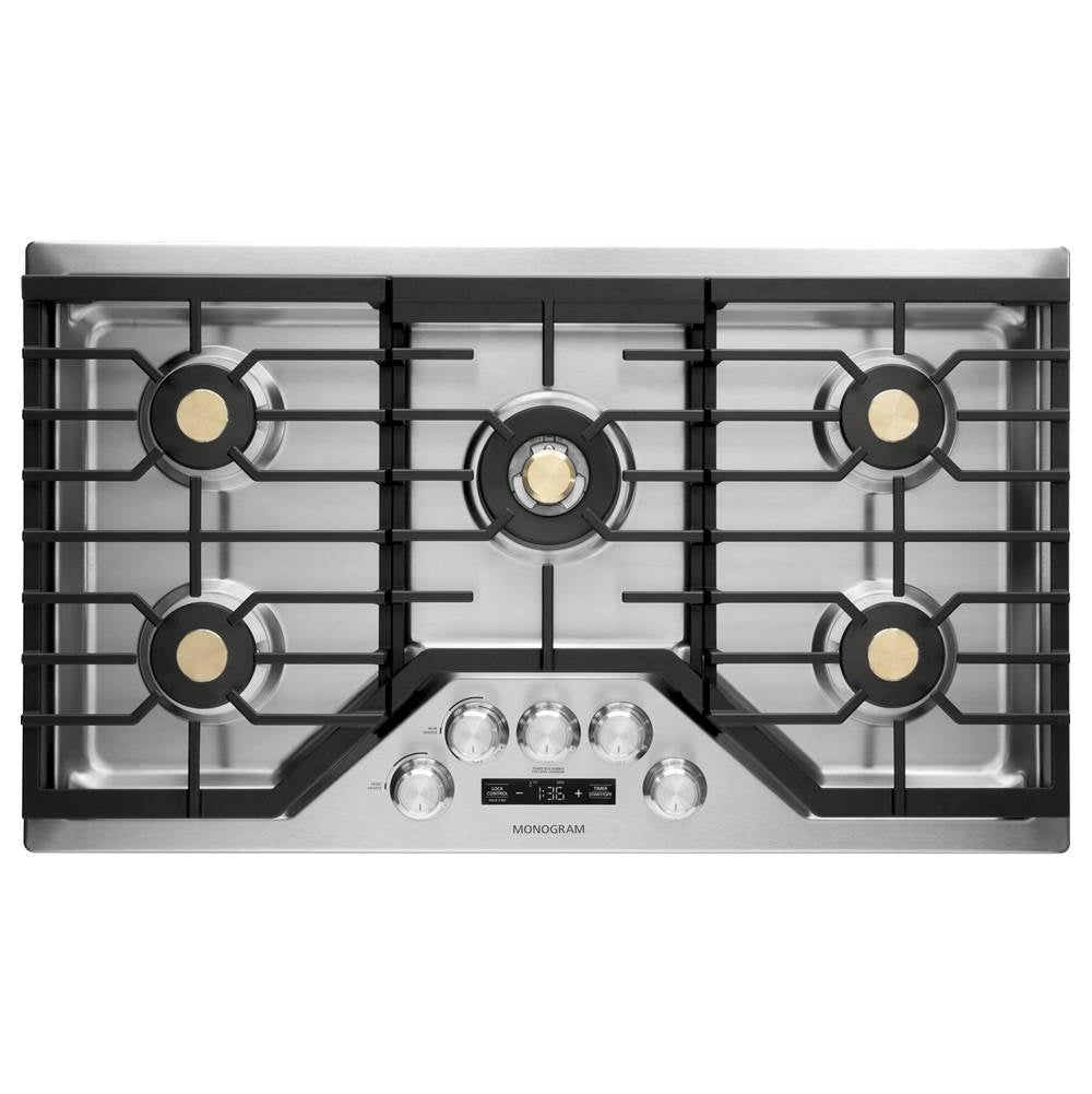 Monogram - Monogram 36'' Smart Deep-Recessed Gas Cooktop (Natural Gas) - Stainless Steel