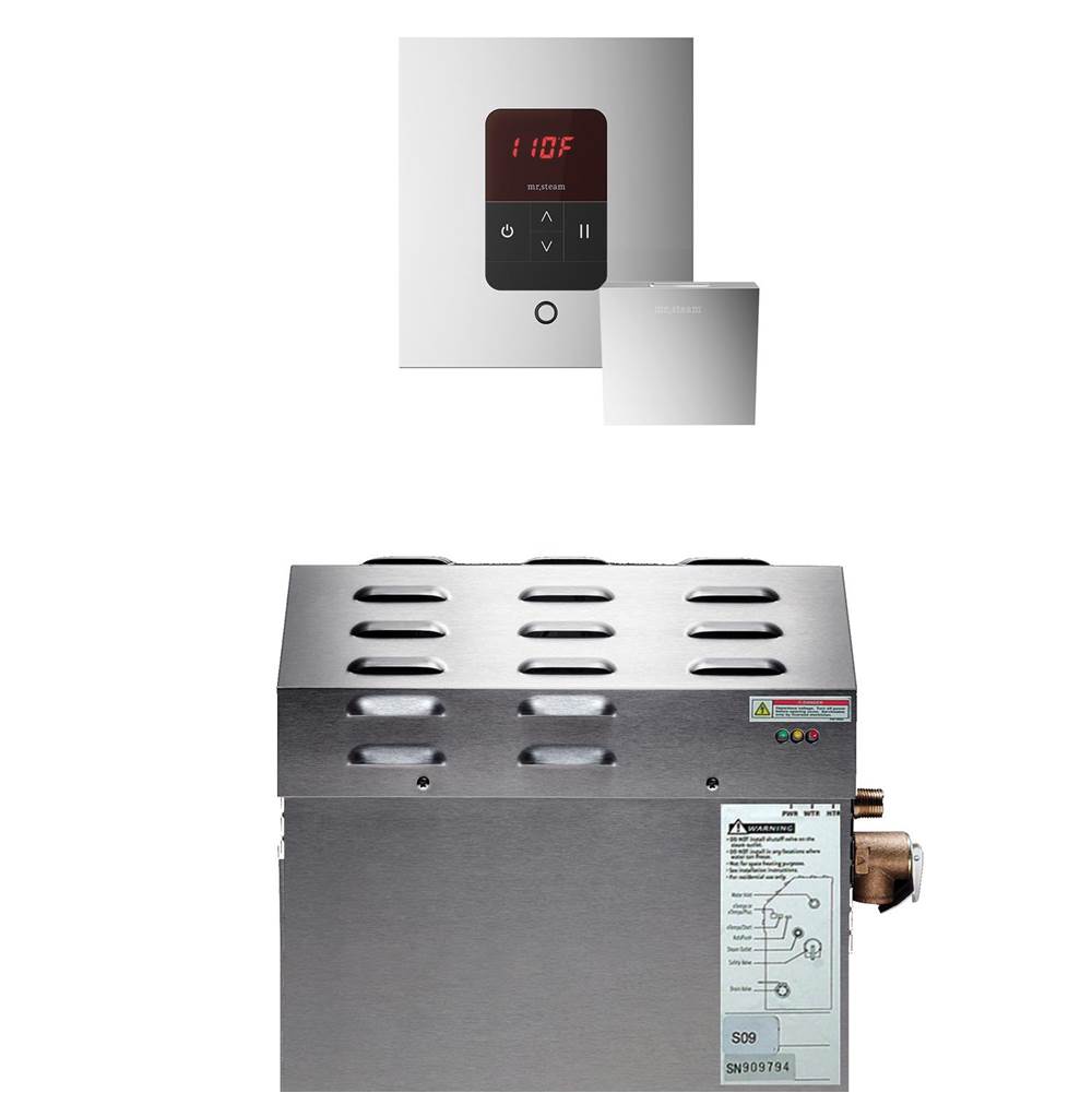 Mr. Steam - MS (iTempo) 5 kW (5000 W) Steam Shower Generator Package with iTempo Control in Square Polished Chrome - Polished Chrome