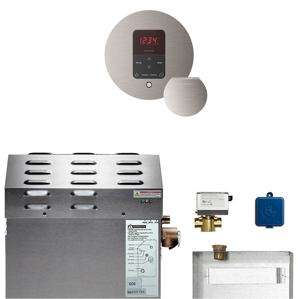 Mr. Steam - MS (Butler) 7.5 kW (7500 W) Steam Shower Generator Package with iTempoPlus Control in Round Brushed Nickel - Brushed Nickel