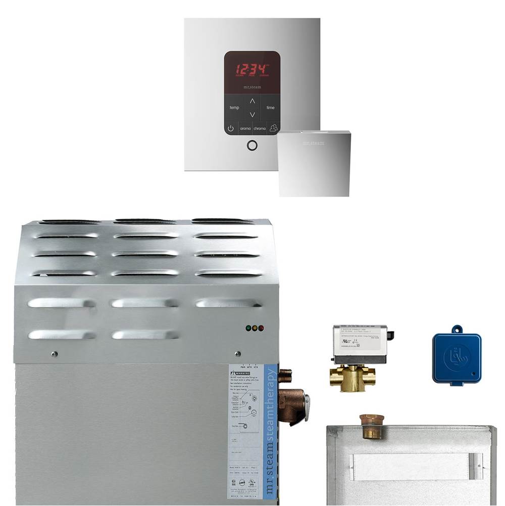 Mr. Steam - Super (Butler) 12 kW (12000 W) Steam Shower Generator Package with iTempoPlus Control in Square Polished Chrome - Polished Chrome