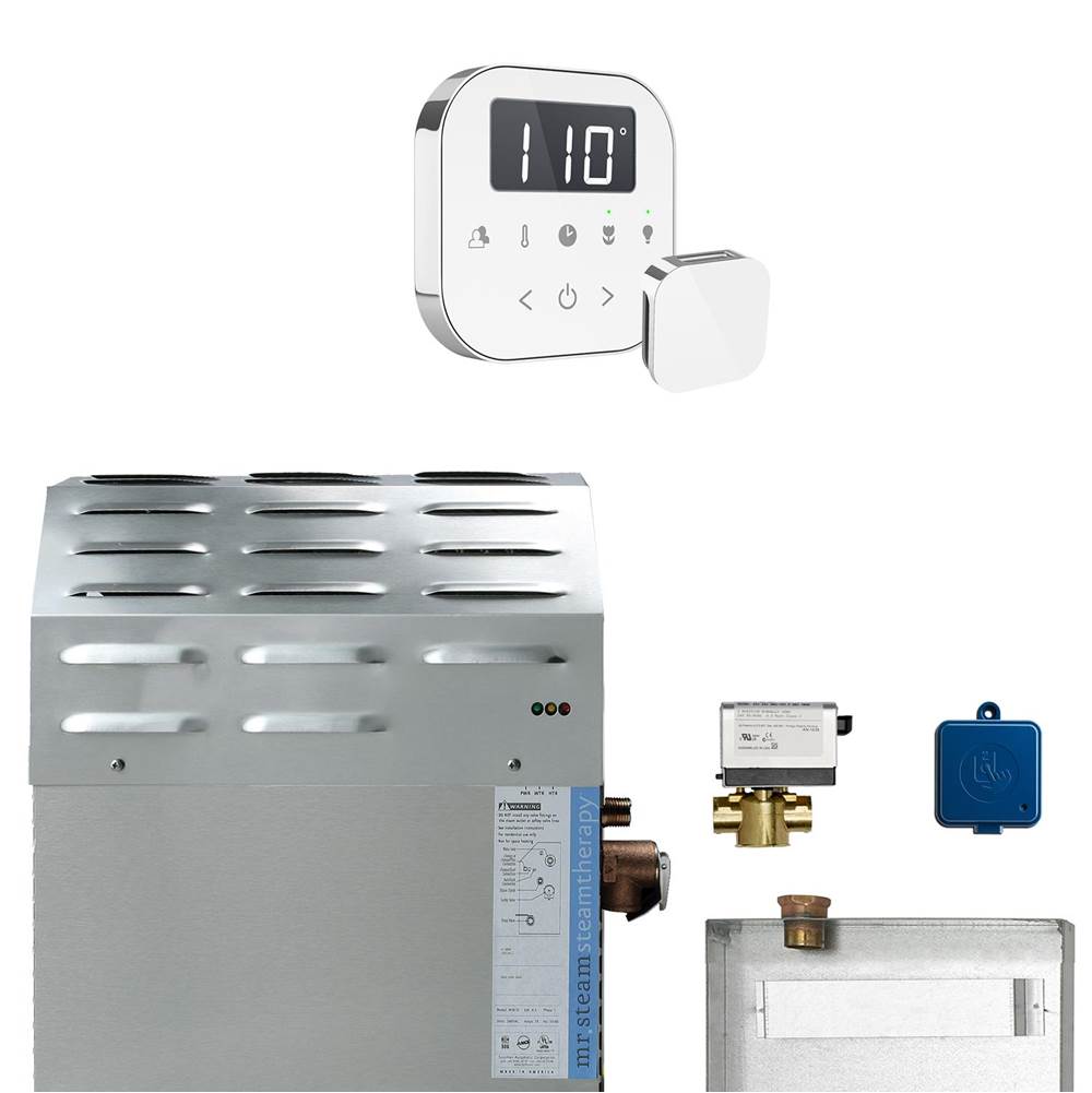 Mr. Steam - Super (AirButler) 15 kW (15000 W) Steam Shower Generator Package with AirTempo Control in White Polished Chrome - White Polished Chrome