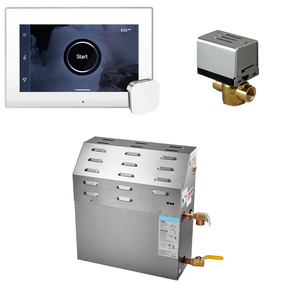 Mr. Steam - Super (iSteamX) 15 kW (15000 W) Steam Shower Generator Package with iSteamX Control in White Brushed Nickel - White Brushed Nickel