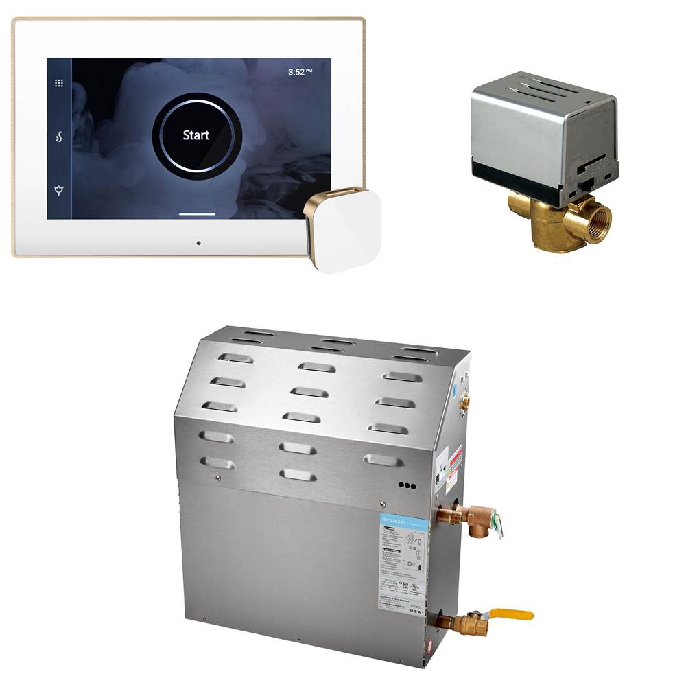 Mr. Steam - Super (iSteamX) 15 kW (15000 W) Steam Shower Generator Package with iSteamX Control in White Brushed Bronze - White Brushed Bronze