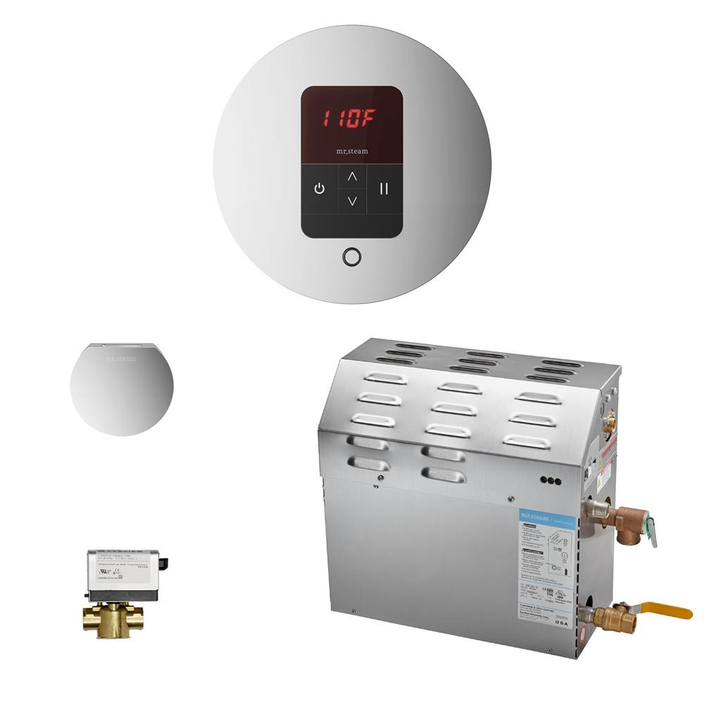 Mr. Steam - MS (iTempo) 5 kW (5000 W) Steam Shower Generator Package with iTempo Control in Round Polished Chrome - Polished Chrome