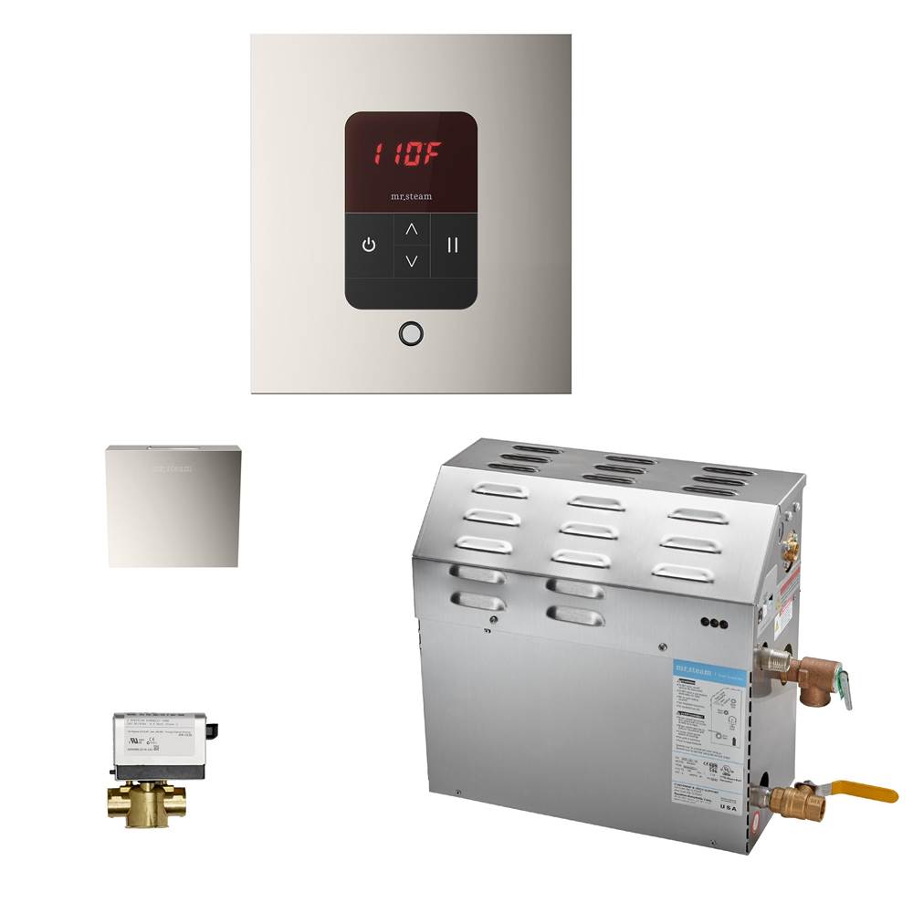 Mr. Steam - MS (iTempo) 7.5 kW (7500 W) Steam Shower Generator Package with iTempo Control in Square Polished Nickel - Polished Nickel