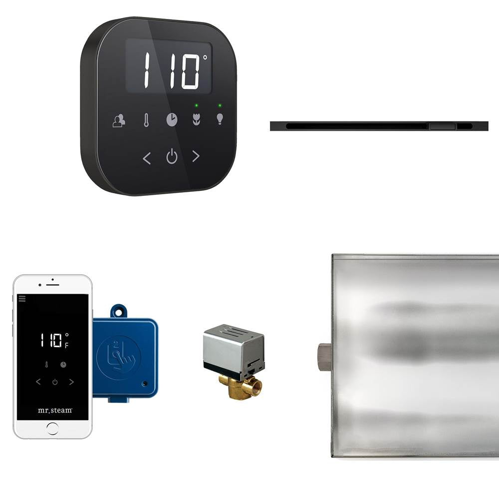 Mr. Steam - AirButler Linear Steam Shower Control Package with AirTempo Control and Linear SteamHead in Black Matte Black - Black Matte Black