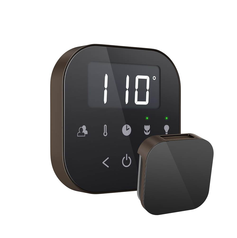 Mr. Steam - AirTempo Steam Shower Control and Aroma Glass SteamHead in Black Oil Rubbed Bronze - Black Oil Rubbed Bronze