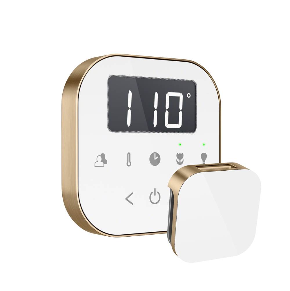 Mr. Steam - AirTempo Steam Shower Control and Aroma Glass SteamHead in White Brushed Bronze - White Brushed Bronze