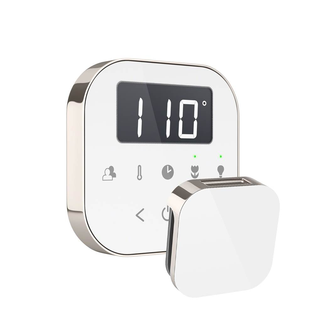 Mr. Steam - AirTempo Steam Shower Control and Aroma Glass SteamHead in White Polished Nickel - White Polished Nickel