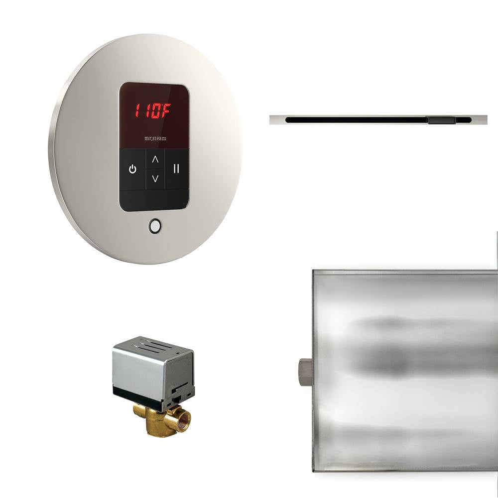Mr. Steam - Basic Butler Linear Steam Shower Control Package with iTempo Control and Linear SteamHead in Round Polished Nickel - Polished Nickel