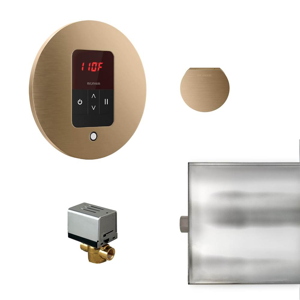 Mr. Steam - Basic Butler Steam Shower Control Package with iTempo Control and Aroma Designer SteamHead in Round Brushed Bronze - Brushed Bronze