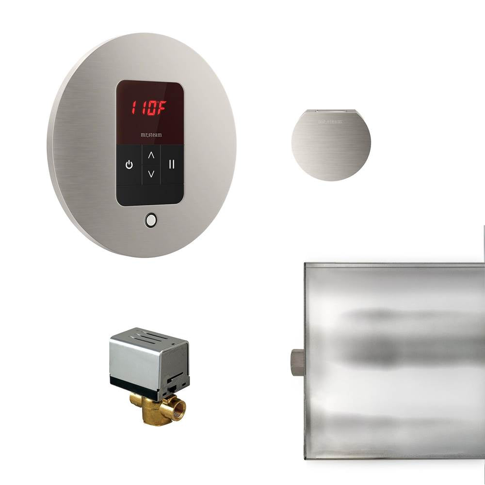 Mr. Steam - Basic Butler Steam Shower Control Package with iTempo Control and Aroma Designer SteamHead in Round Brushed Nickel - Brushed Nickel