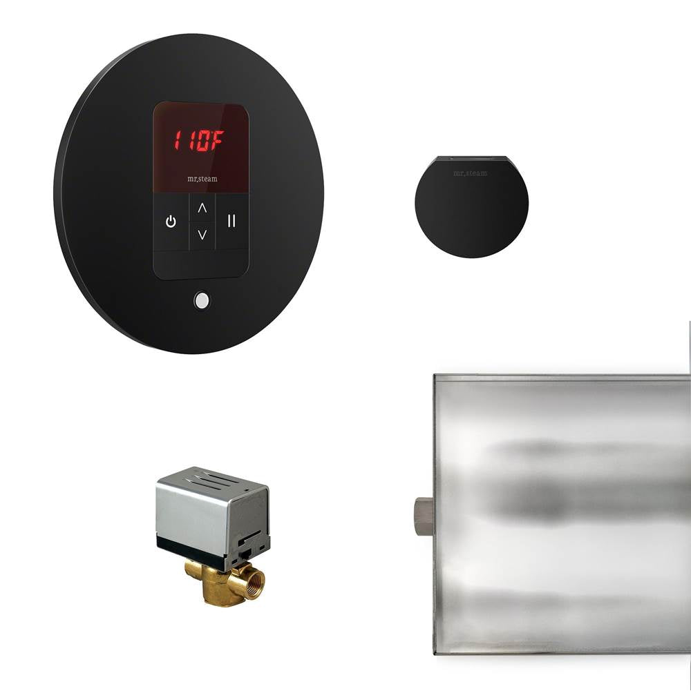 Mr. Steam - Basic Butler Steam Shower Control Package with iTempo Control and Aroma Designer SteamHead in Round Matte Black - Matte Black