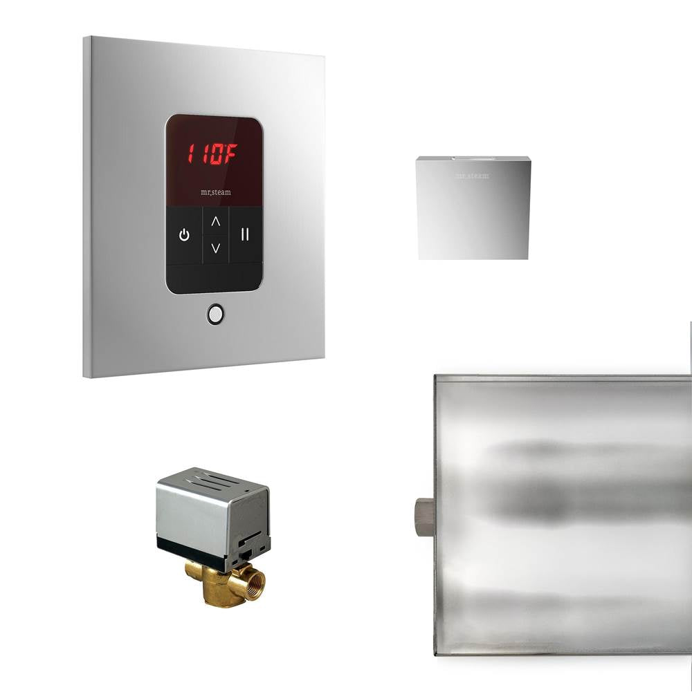 Mr. Steam - Basic Butler Steam Shower Control Package with iTempo Control and Aroma Designer SteamHead in Square Polished Chrome - Polished Chrome