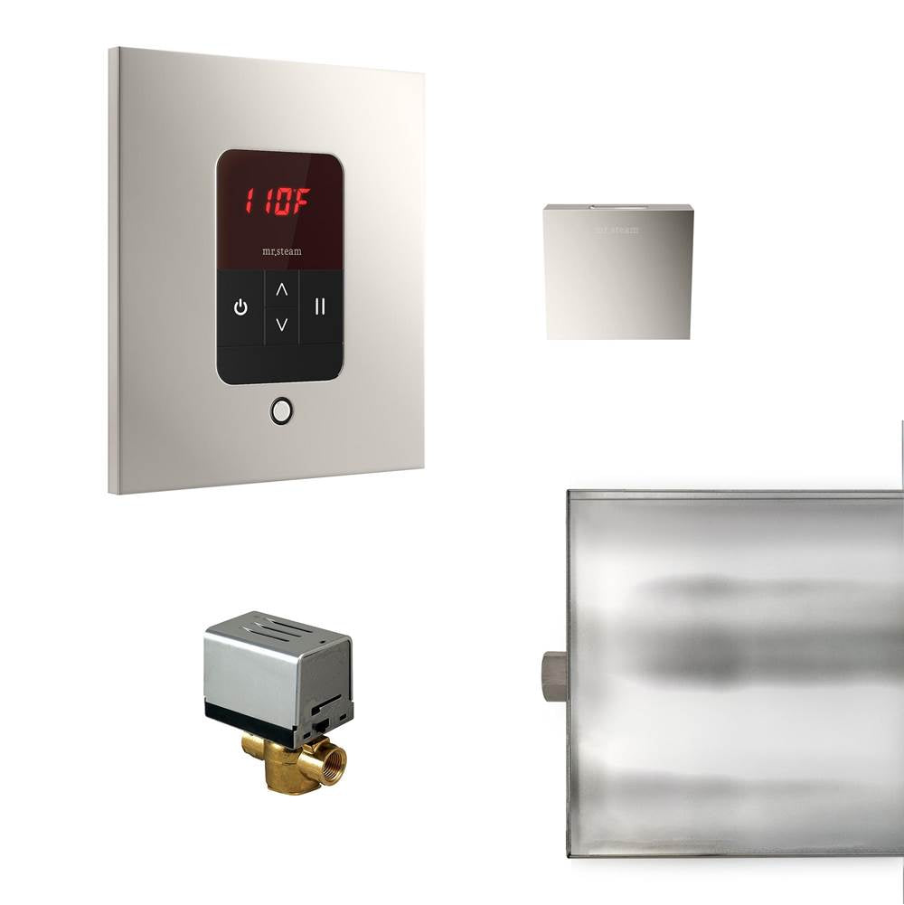 Mr. Steam - Basic Butler Steam Shower Control Package with iTempo Control and Aroma Designer SteamHead in Square Polished Nickel - Polished Nickel