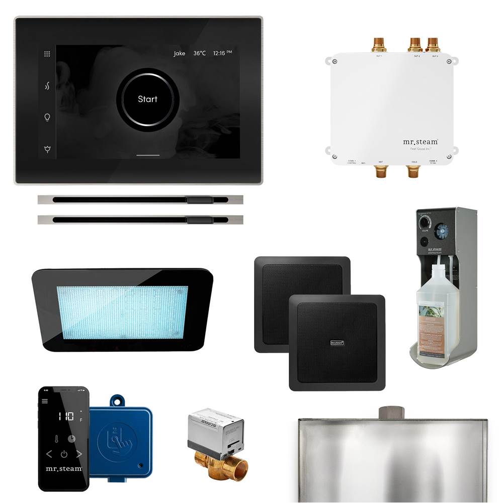 Mr. Steam - Bliss Max Linear Programmable Steam Generator Control Kit with iSteamX Control and Linear Steamhead in Black Brushed Nickel - Black Brushed Nickel