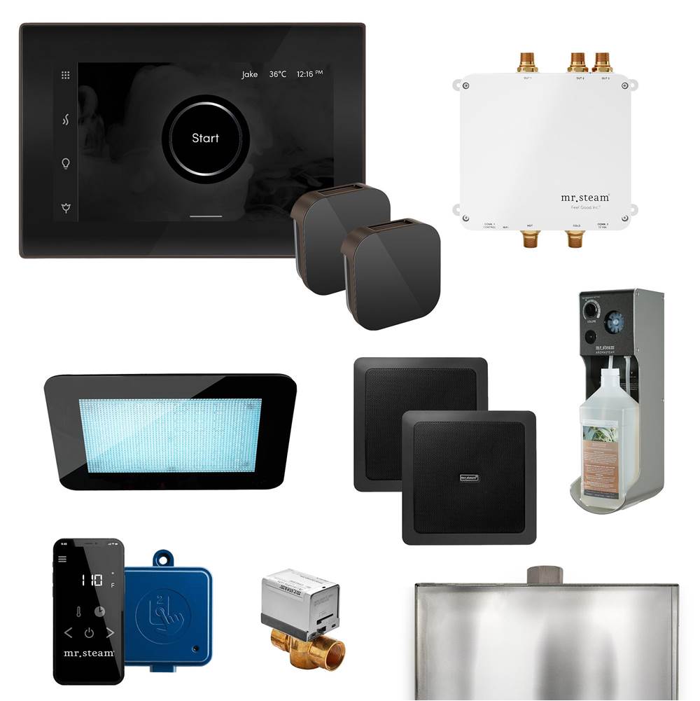 Mr. Steam - Bliss Max Programmable Steam Generator Control Kit with iSteamX Control and Aroma Glass Steamhead in Black Oil Rubbed Bronze - Black Oil Rubbed Bronze